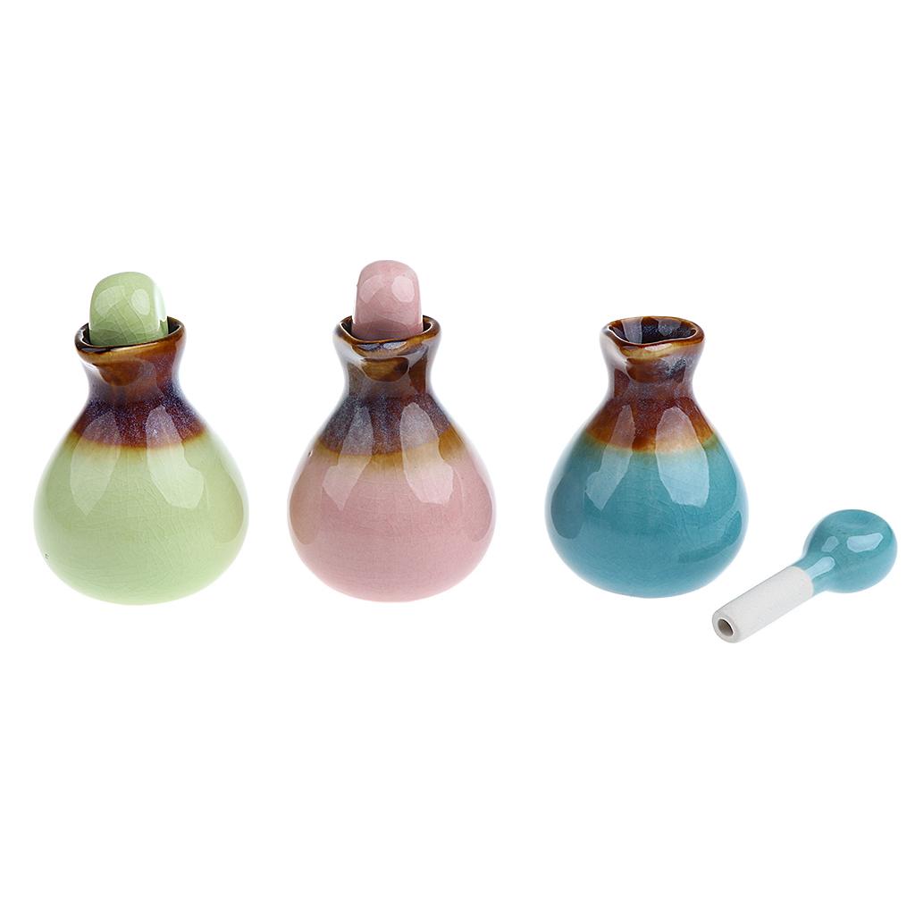 3Pieces Ceramic Aromatherapy Bottle Essential Oil Container for Beauty Salon