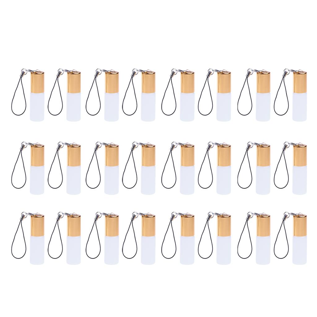 24 Pieces Refillable Glass Roller Essential Oil Bottles Pendant 5ml White