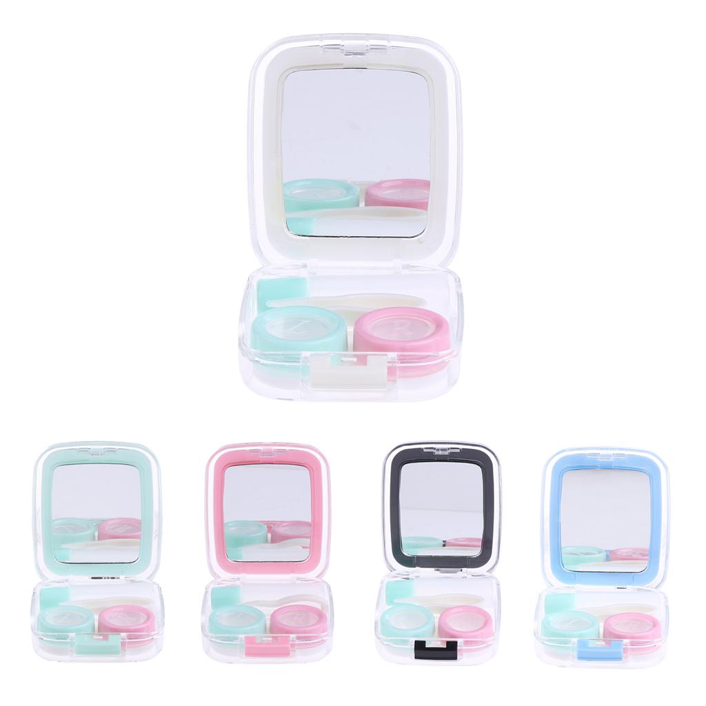 Travel Cute Mini Contact Lens Case Holder Storage Mirror Box Container White