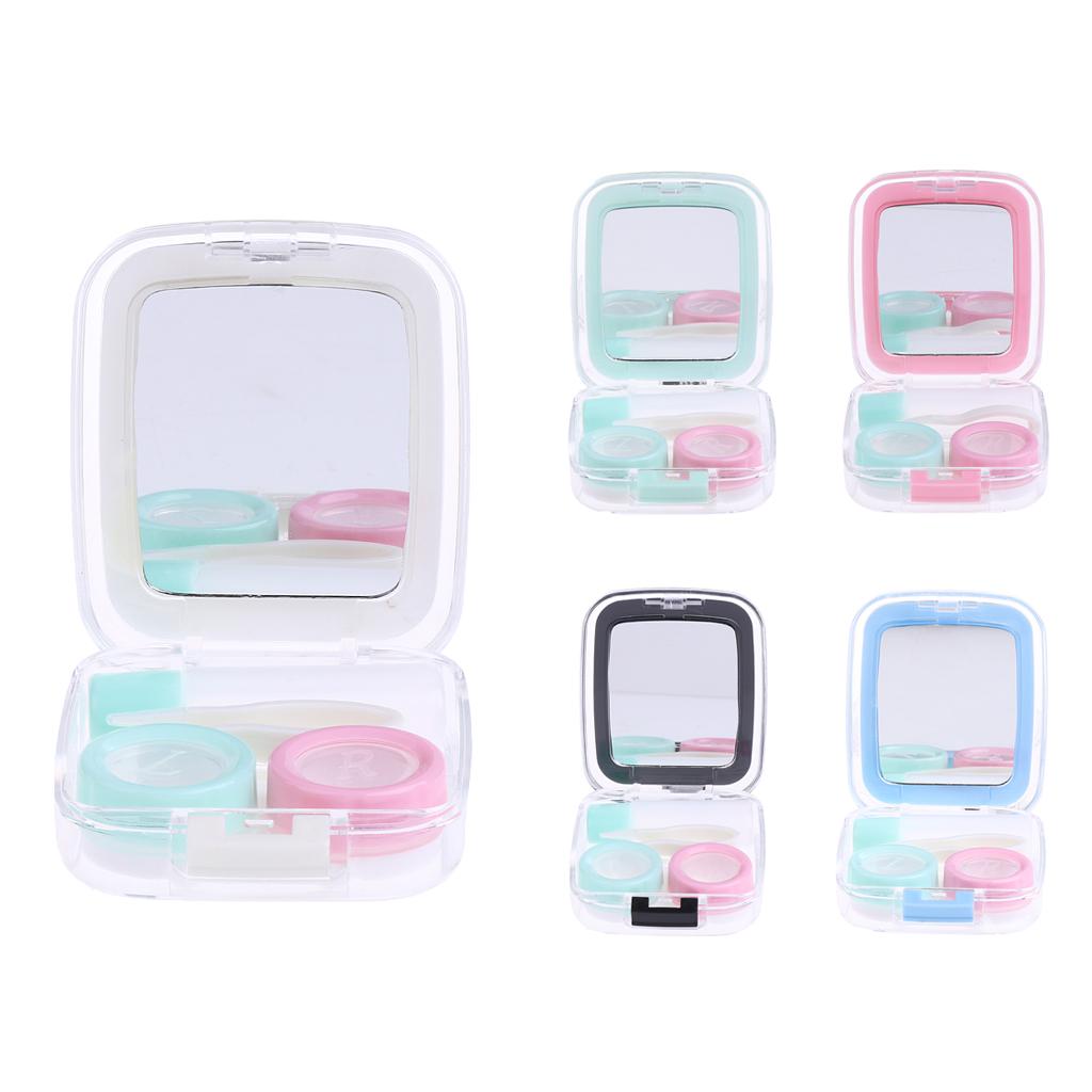 Travel Cute Mini Contact Lens Case Holder Storage Mirror Box Container White