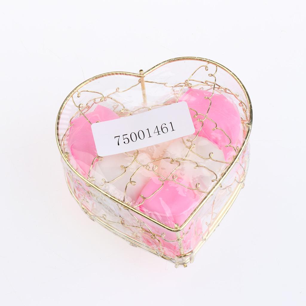 6 Pieces Rose Soap Flowers Petals Gift Box for Mother's Day Pink and White