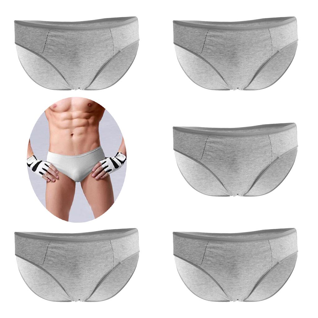 5 Pieces Adults Disposable Briefs Travel Men One Time Underwear XL Gray