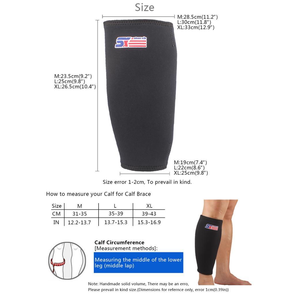 Breathable Calf Support Brace Protector Sports Leg Shin Guards Wrap Black XL