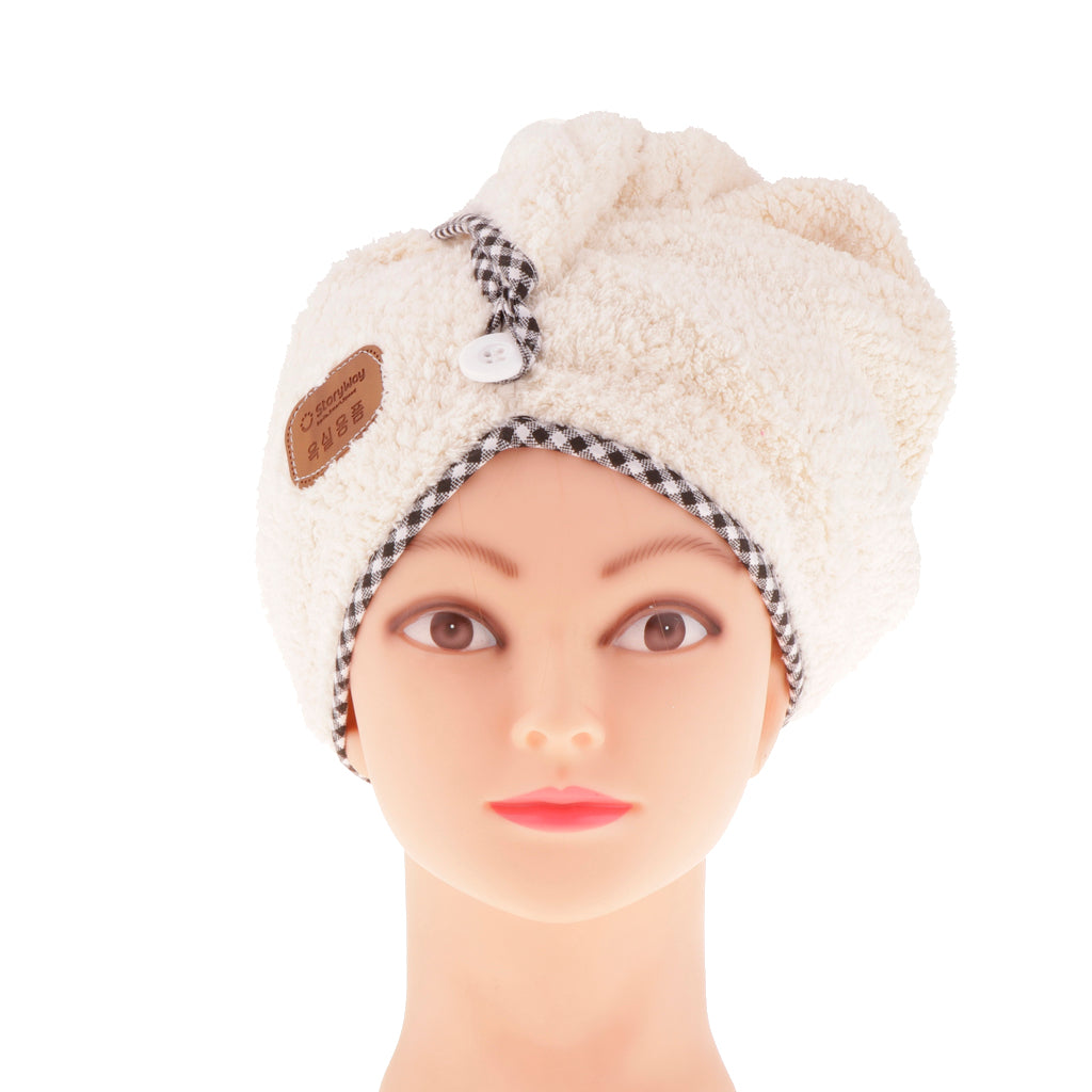 Microfiber Hair Dry Cap Turban Fast Drying Wrap Turbo Twist Towel White