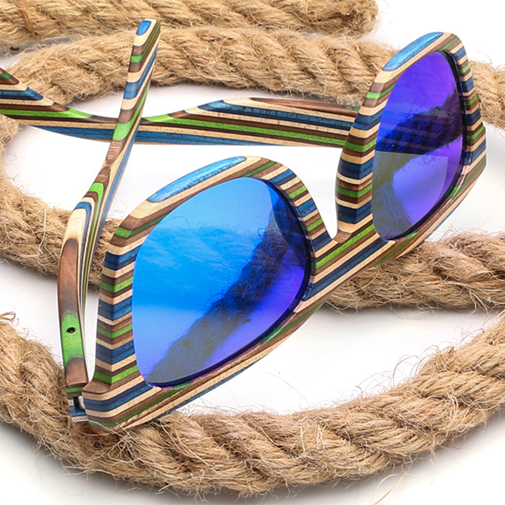 Wood Vintage Retro Polarized Uv Protection Fashion Sunglasses Eyeware Blue