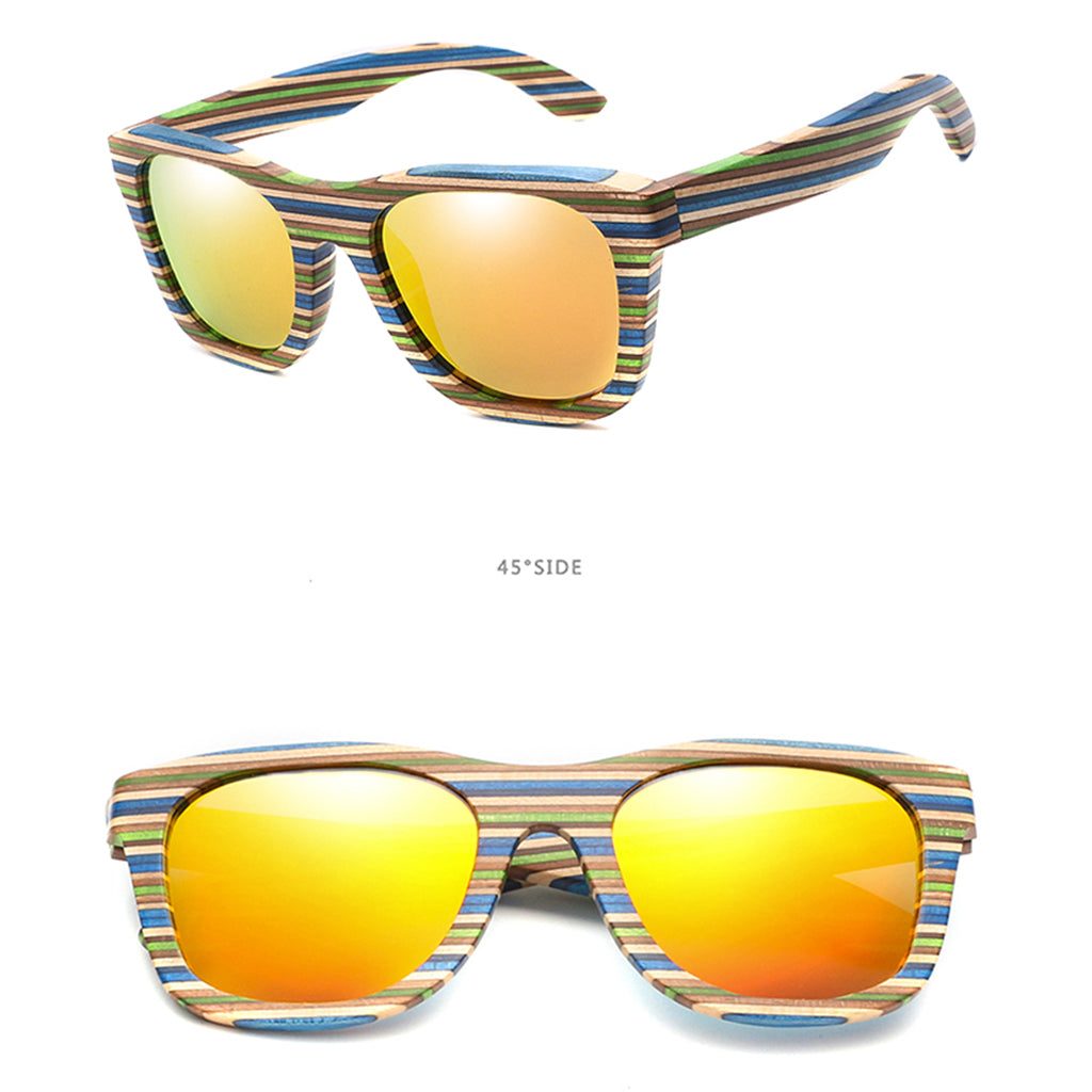 Wood Vintage Retro Polarized Uv Protection Fashion Sunglasses Eyeware Orange