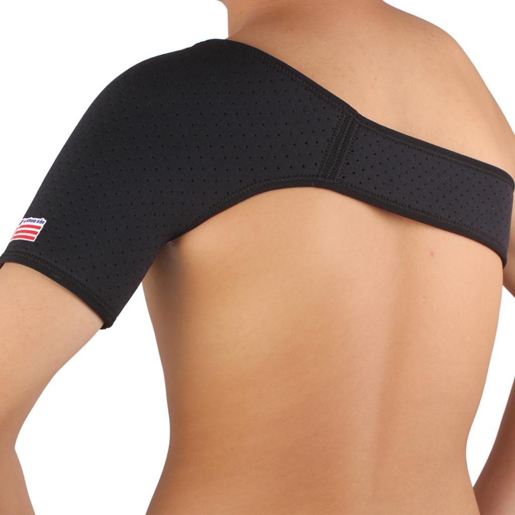 Adult Sports Single Shoulder Support Brace Strap Belt Guards Protector Black