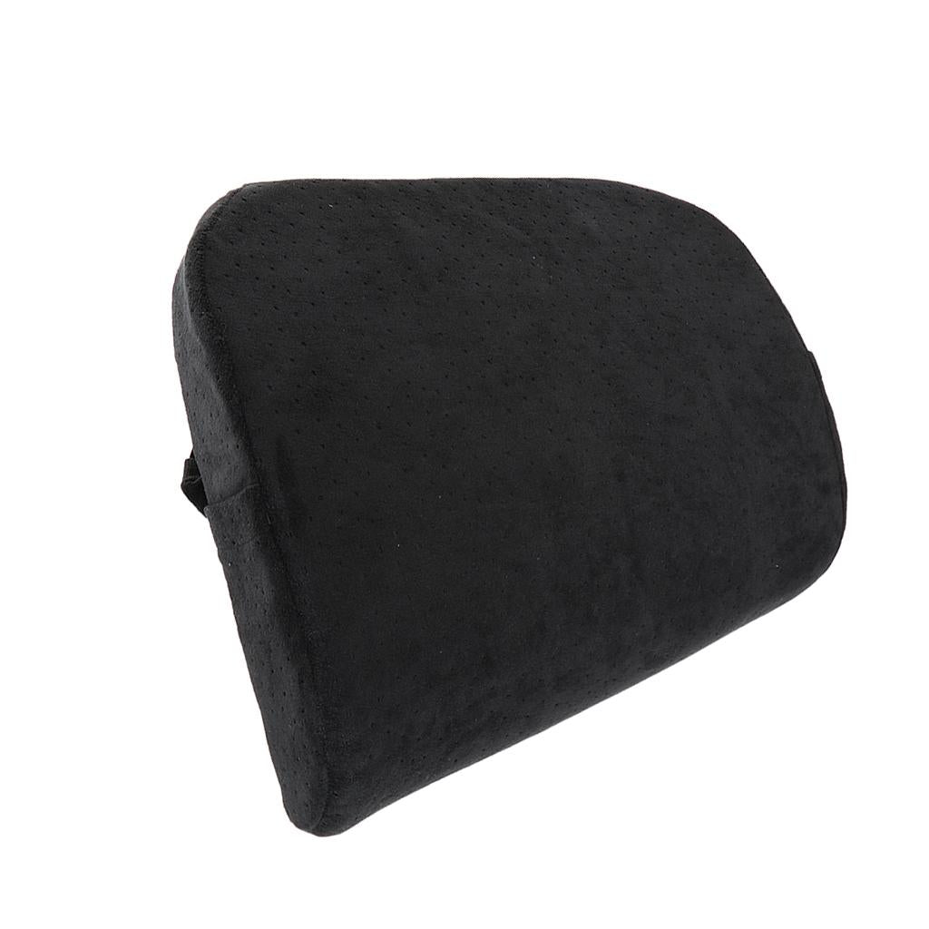 Memory Foam Lumbar Back Support Seat Cushion Travel for Chair Black