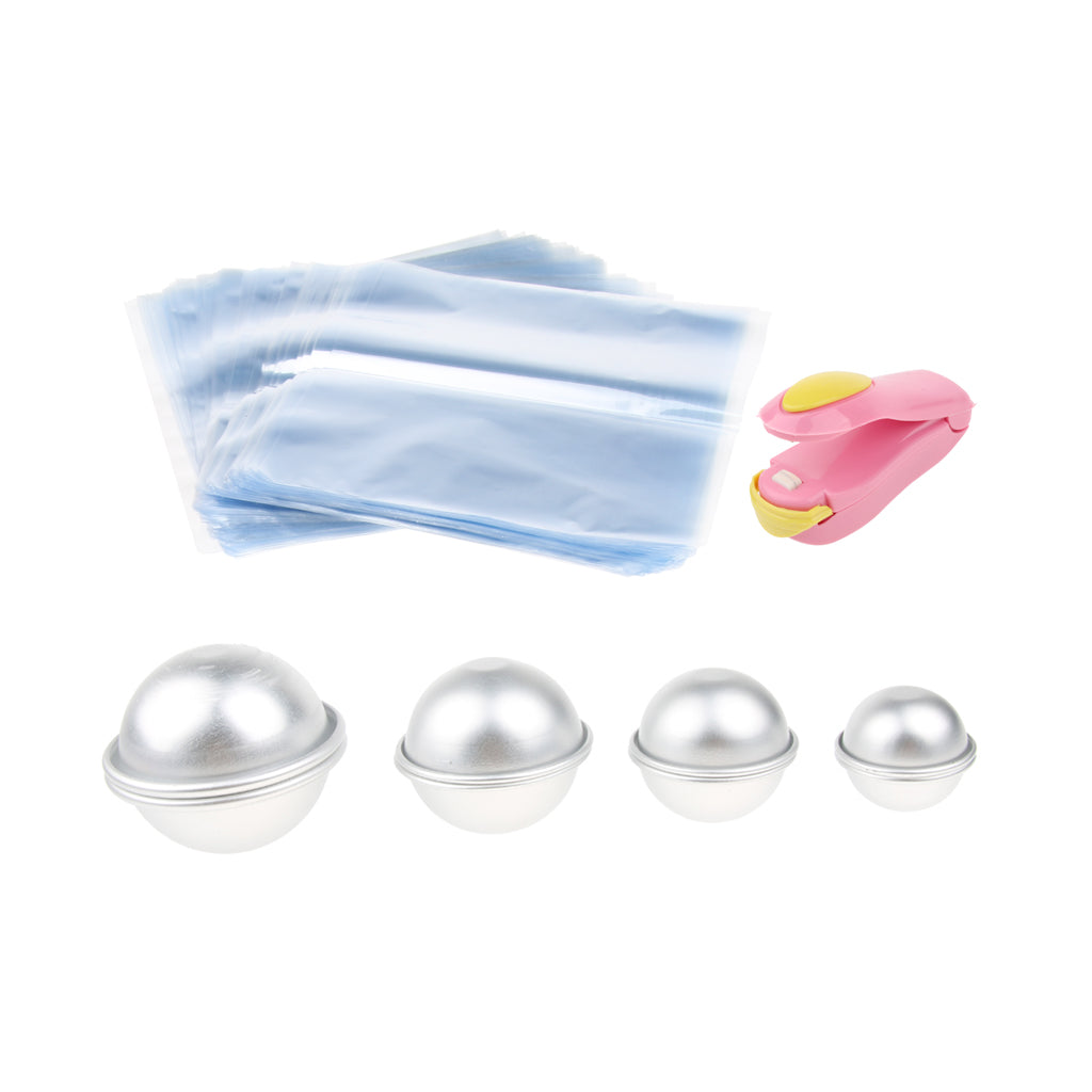 8pcs Bath Bomb Mold Soap Making Mould + Heat Sealer + 200 Heat Shrink Bags
