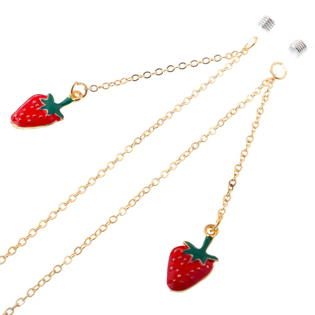 Eyeglass Reading Sunglass Glasses Cord Holder Necklace Chain Red Strawberry