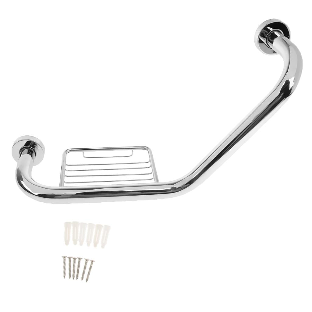 Bathroom Shower Toilet Bath Grab Bar Safety Handrail with Soap Dish Holder