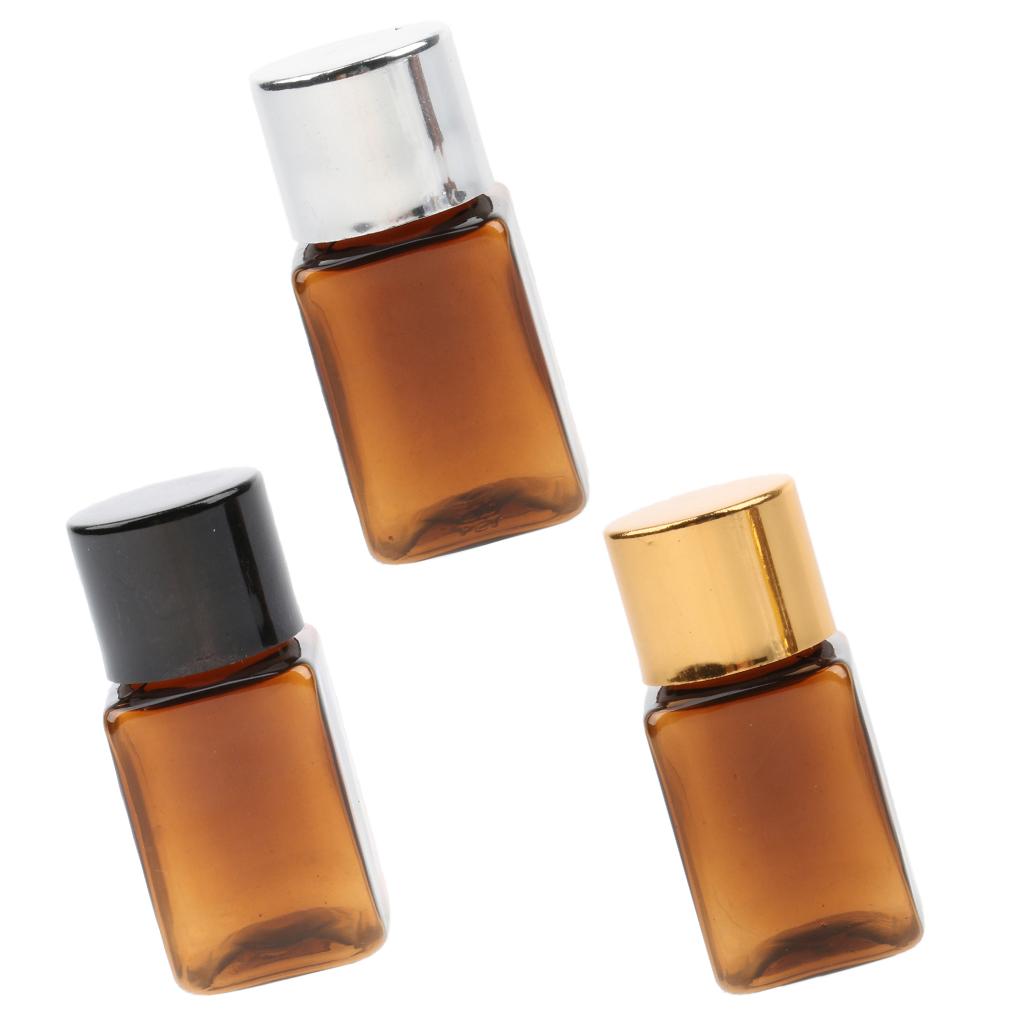 6 Pieces Amber Refillable Empty Essential Oil Makeup Bottle 10ml Gold Cap