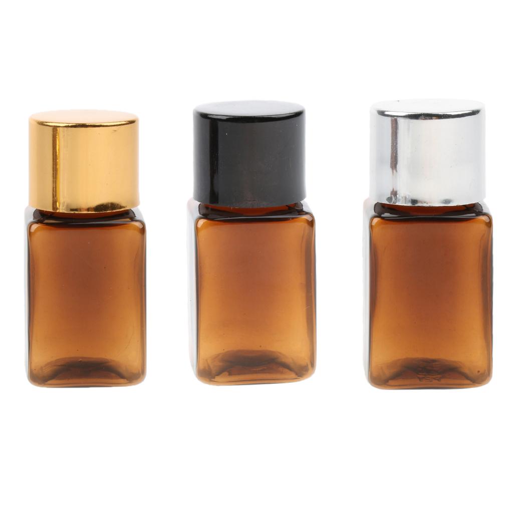 6 Pieces Amber Refillable Empty Essential Oil Makeup Bottle 10ml Gold Cap