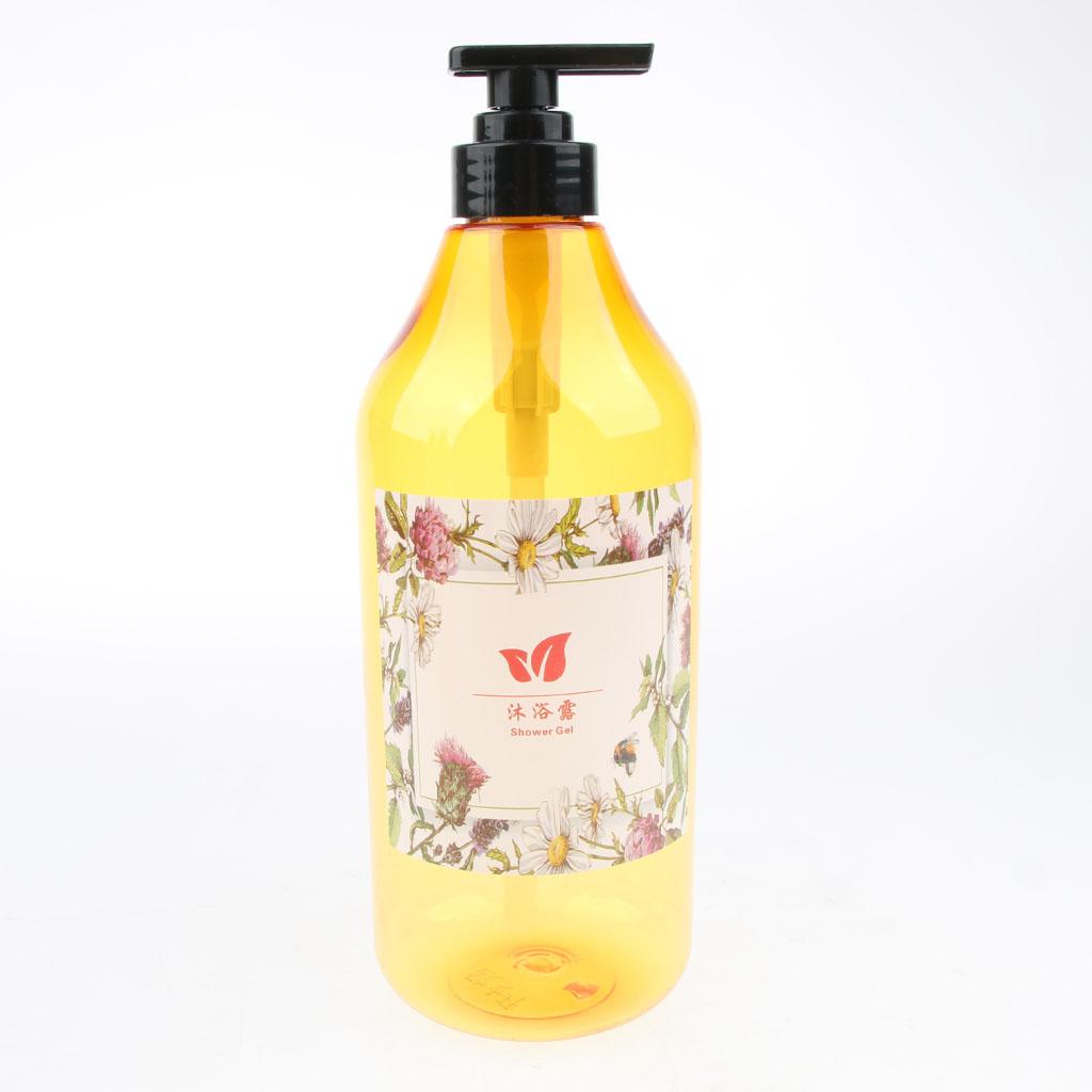 3 Pieces 1000ml Refillable Pump Bottle Empty Shampoo Dispensing Container