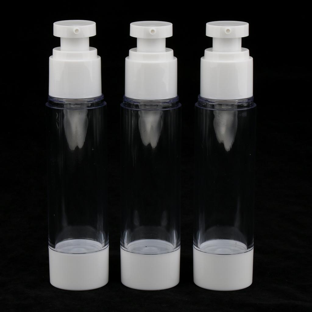 3 Pieces Empty Refillable Vacuum Bottles Cosmetic Sample Containers 50ml