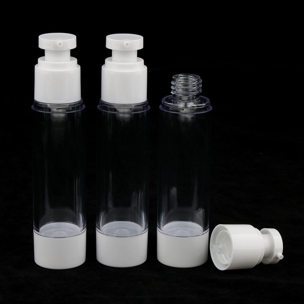 3 Pieces Empty Refillable Vacuum Bottles Cosmetic Sample Containers 50ml