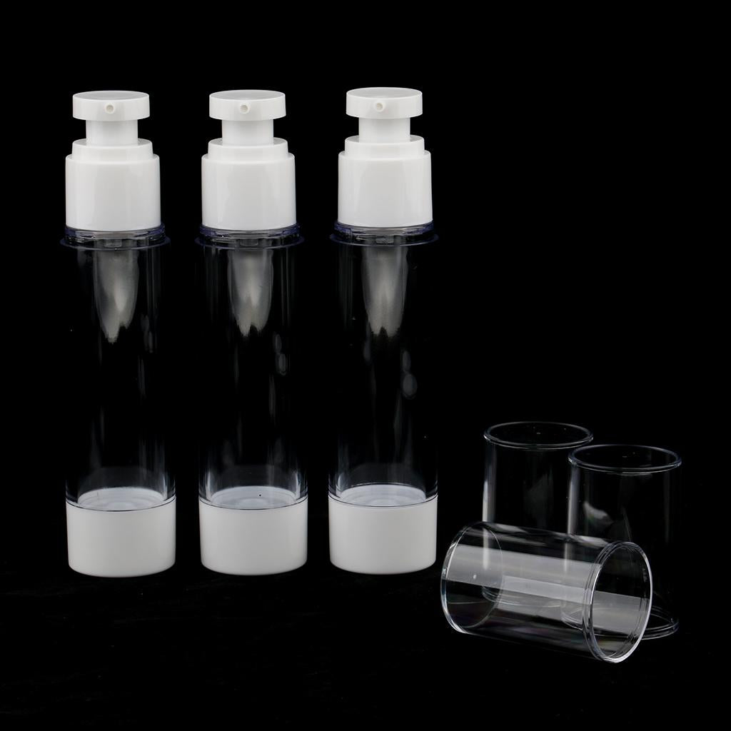 3 Pieces Empty Refillable Vacuum Bottles Cosmetic Sample Containers 50ml