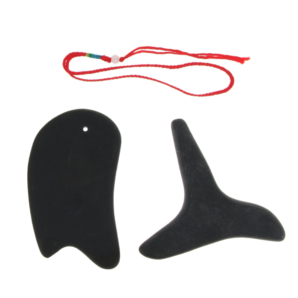 2 Pieces Natural Stone Gua Sha Scraping Tool Guasha Massage Board Scraper