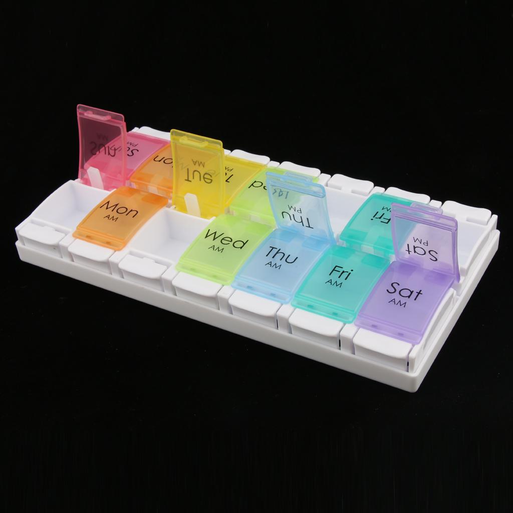 AM PM Large Weekly Medicine Storage Case 7 Day Pill Box Week Organizer
