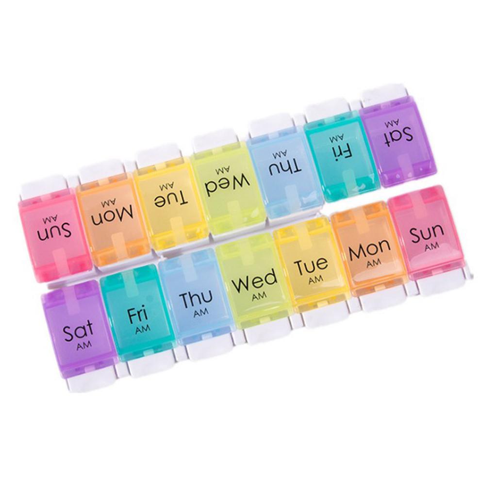 AM PM Large Weekly Medicine Storage Case 7 Day Pill Box Week Organizer