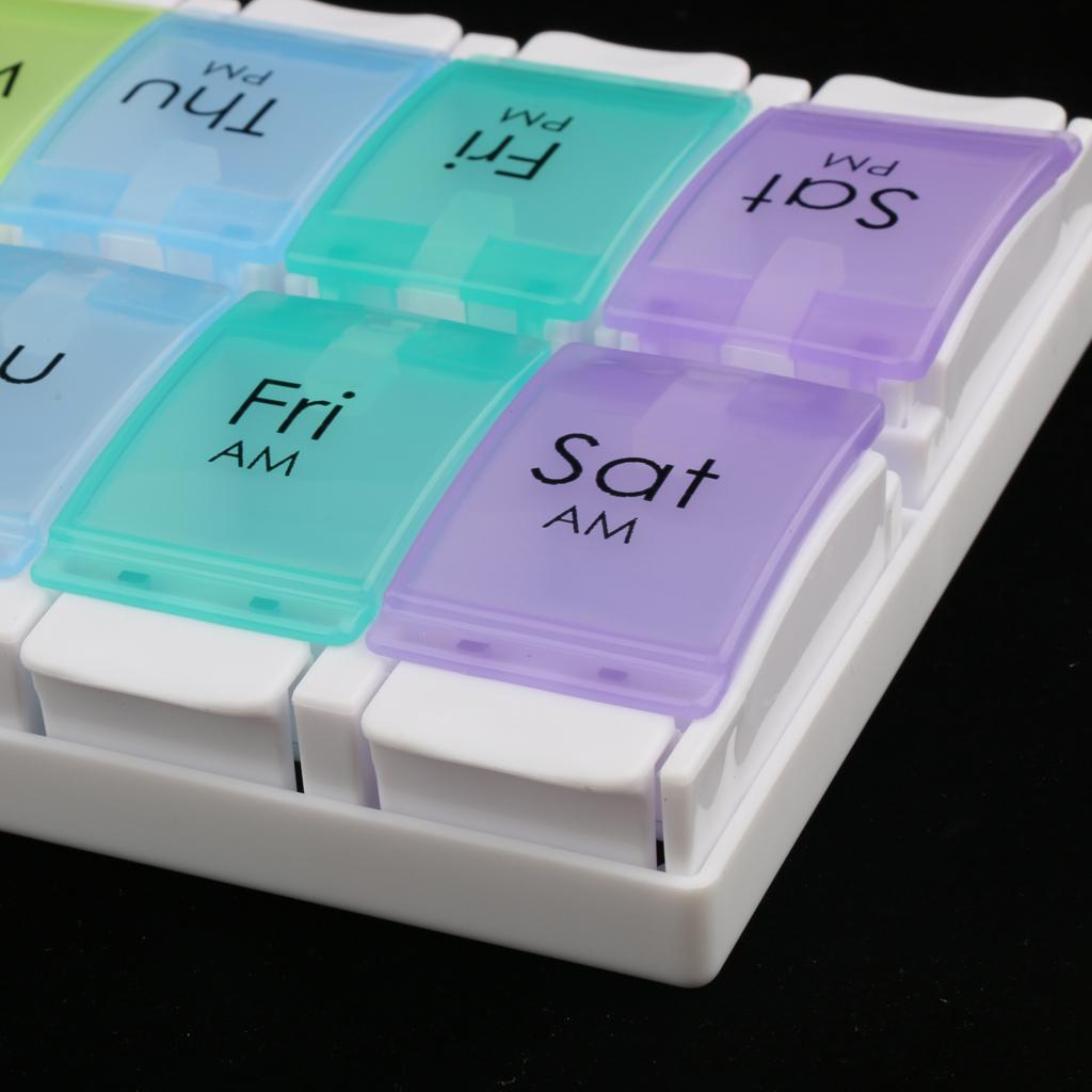 AM PM Large Weekly Medicine Storage Case 7 Day Pill Box Week Organizer