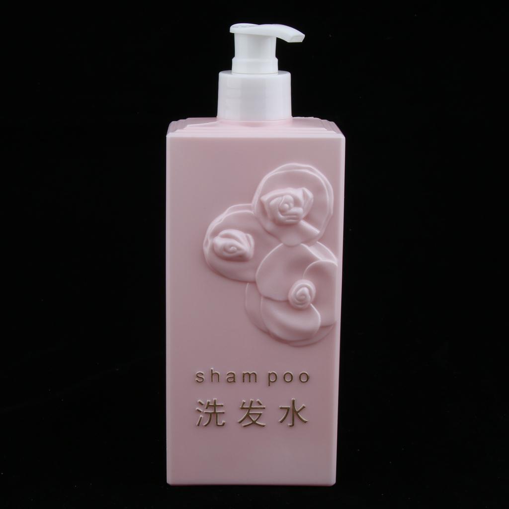 2 Pieces Refillable Empty Shampoo Shower Gel Lotion Bottles 500ml Pink