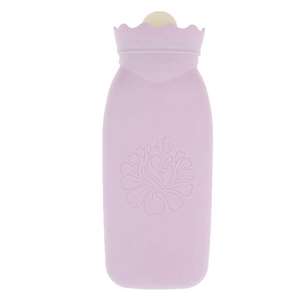 Portable Heat Water Bag Hot Water Bottle with Knit Cover for Warming Purple