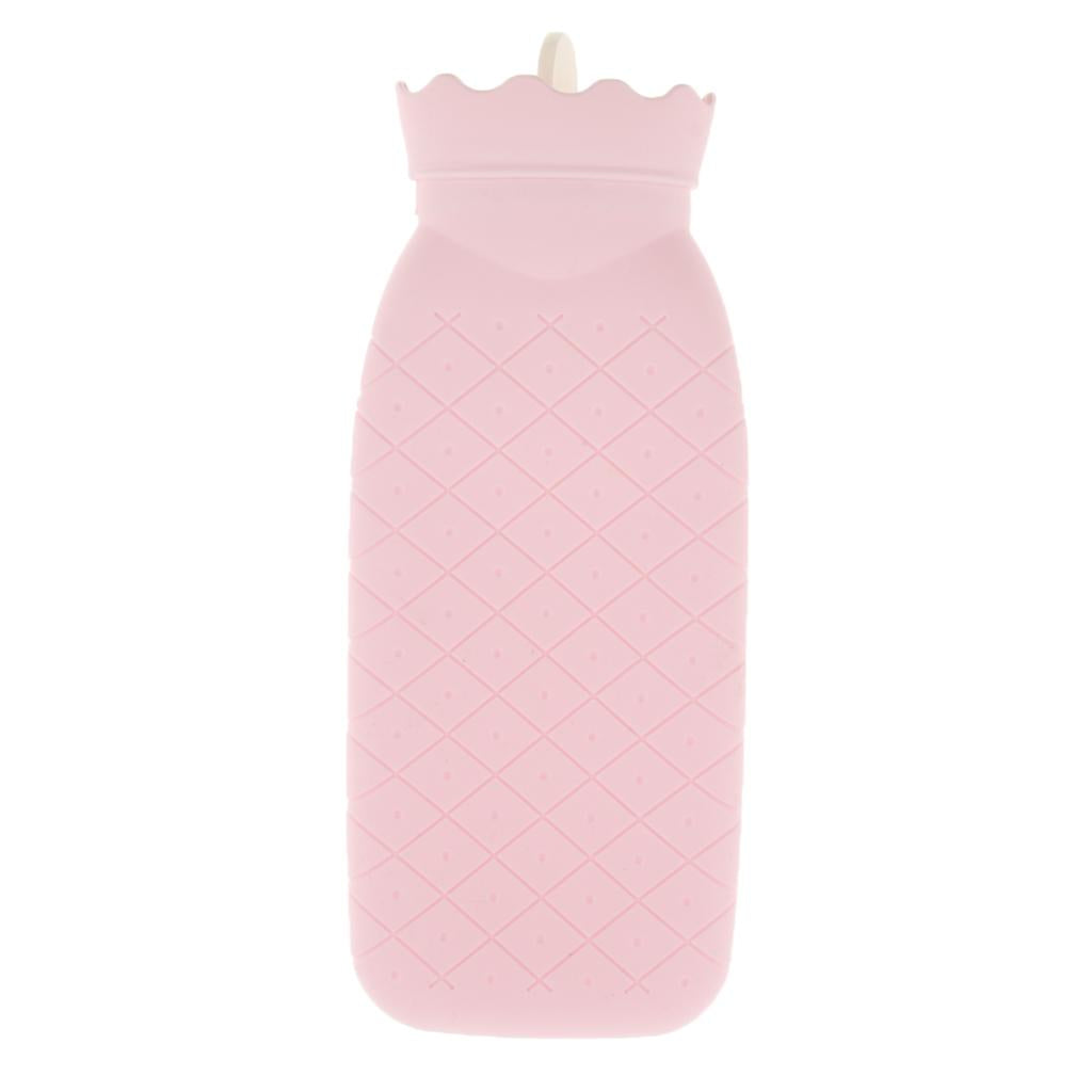 Portable Heat Water Bag Hot Water Bottle with Knit Cover for Warming Pink