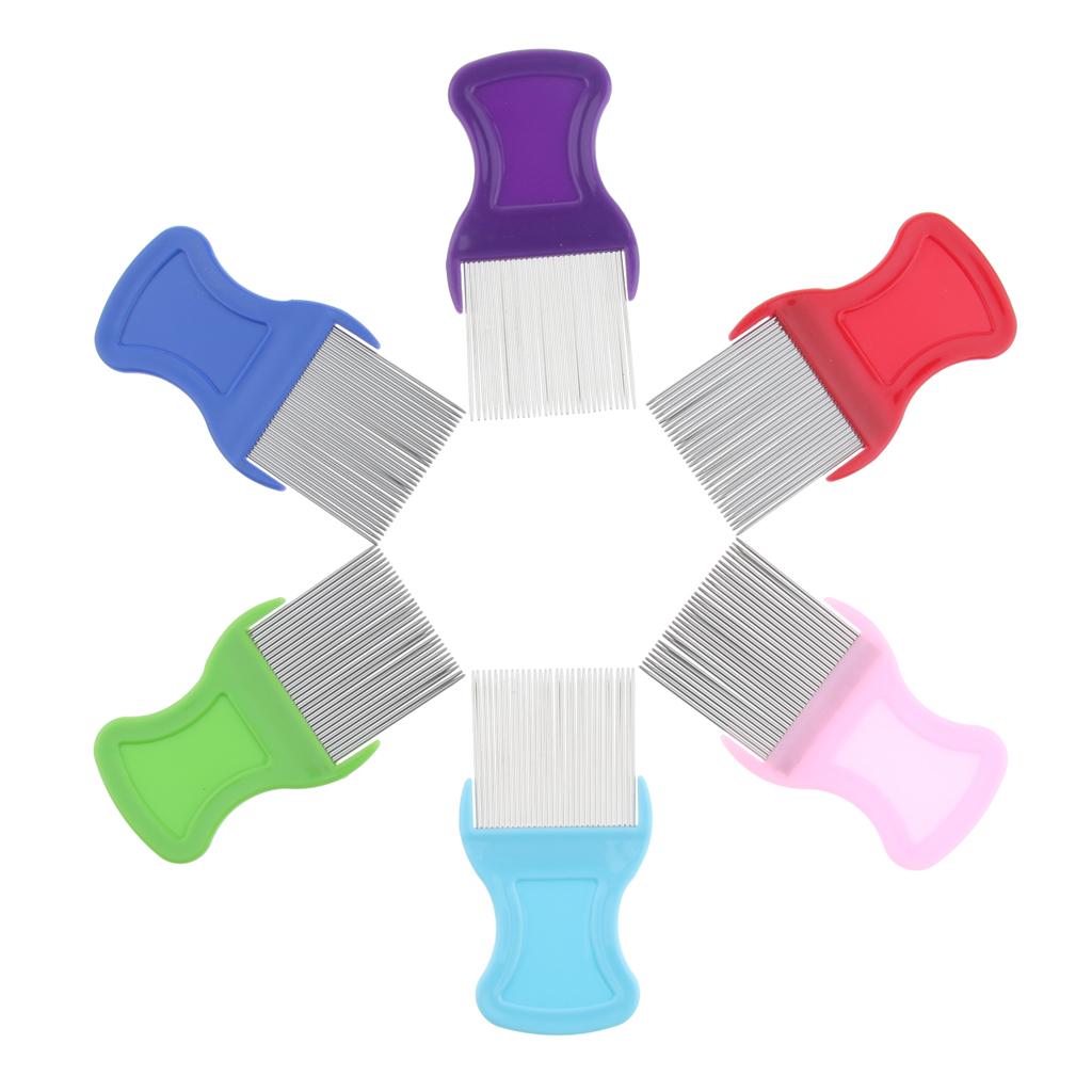 6 Pieces Stainless Steel Louse Comb Nit Remover Kit for Head Lice Treatment