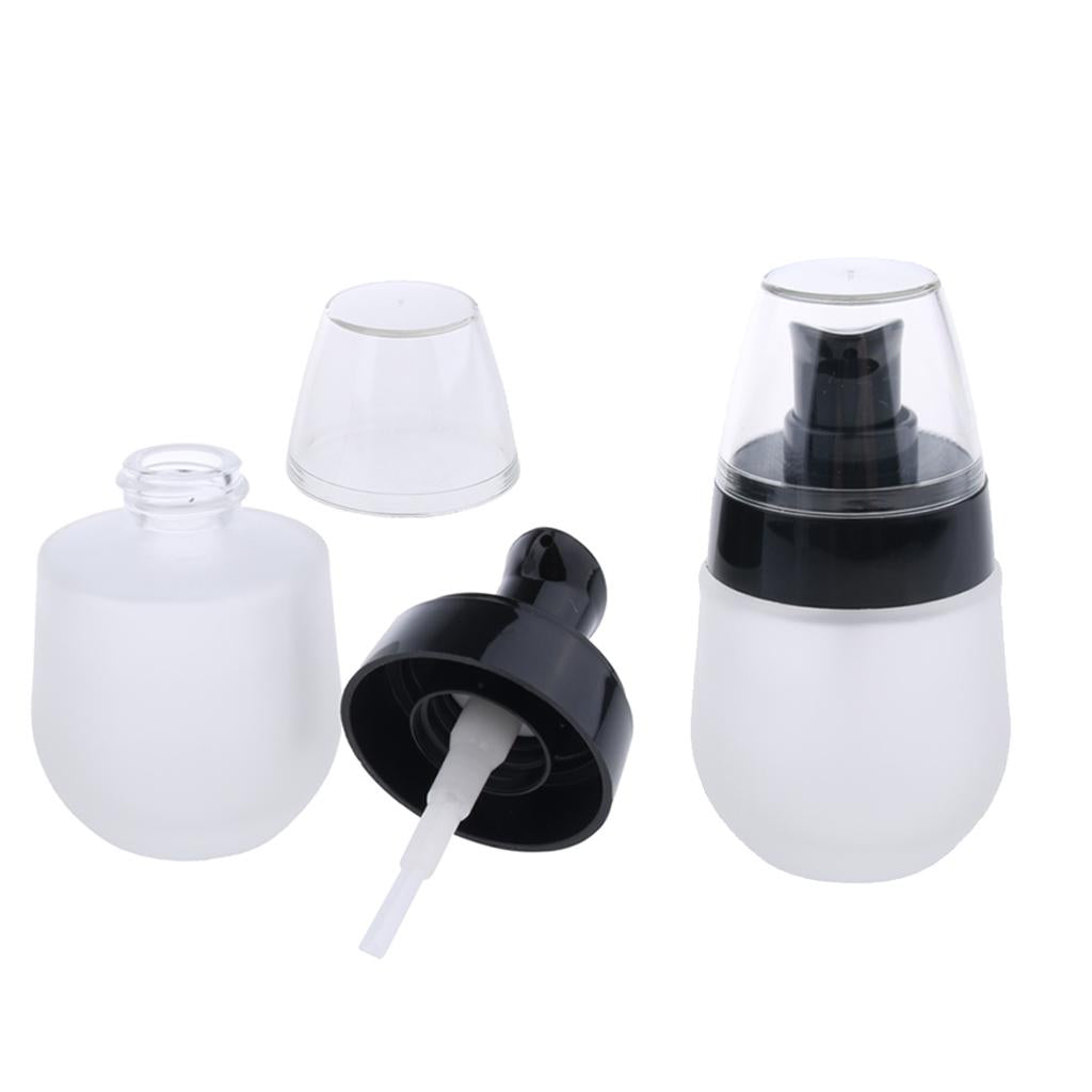2 Pieces 30ml Frosting Glass Refillable Empty Pump Spray Bottle Black Pump
