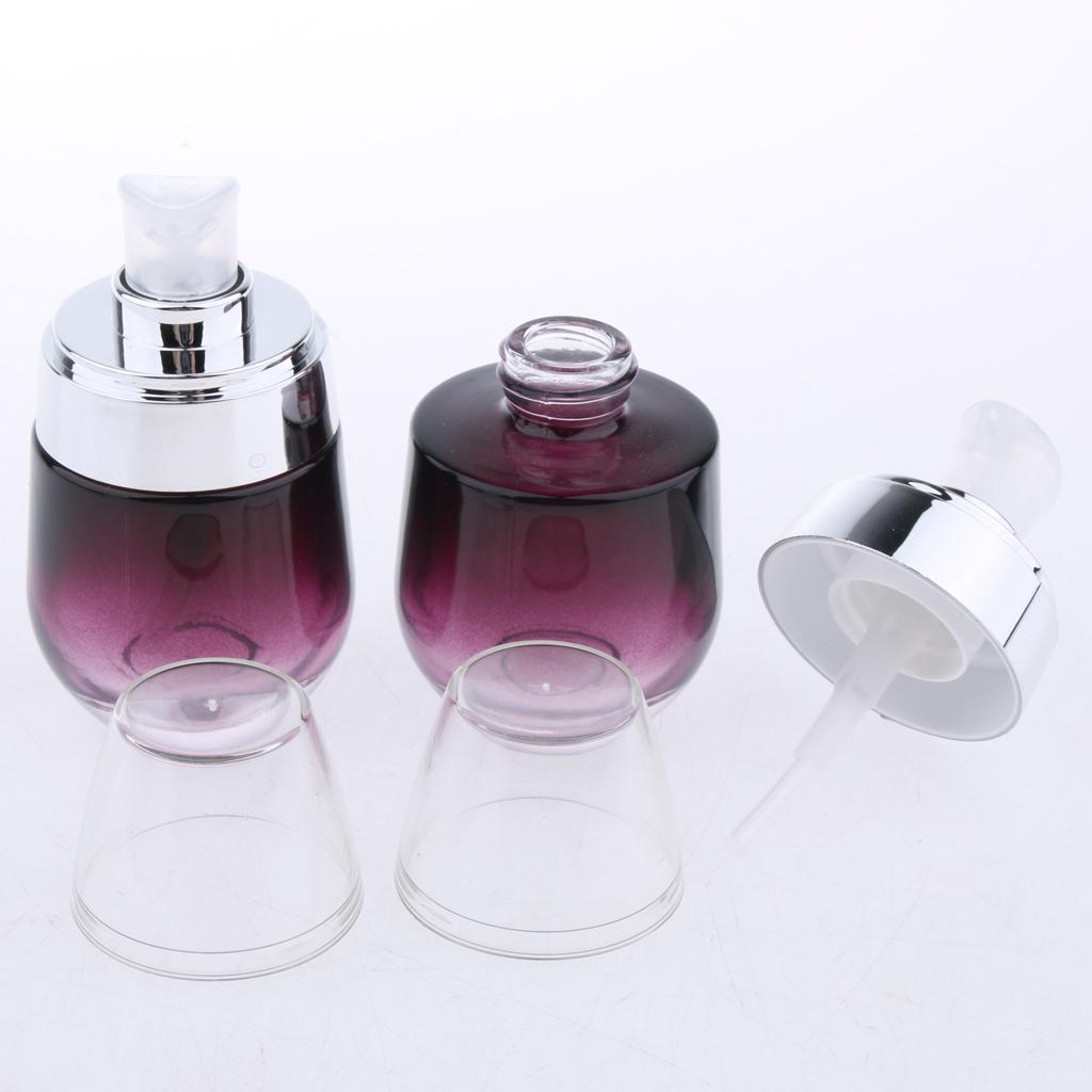2Pcs 30ML Glass Perfume Bottle Pump Sprayer Makeup Vials Sliver Pump