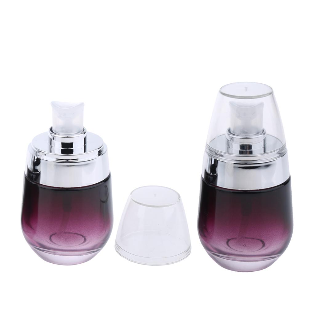 2Pcs 30ML Glass Perfume Bottle Pump Sprayer Makeup Vials Sliver Pump