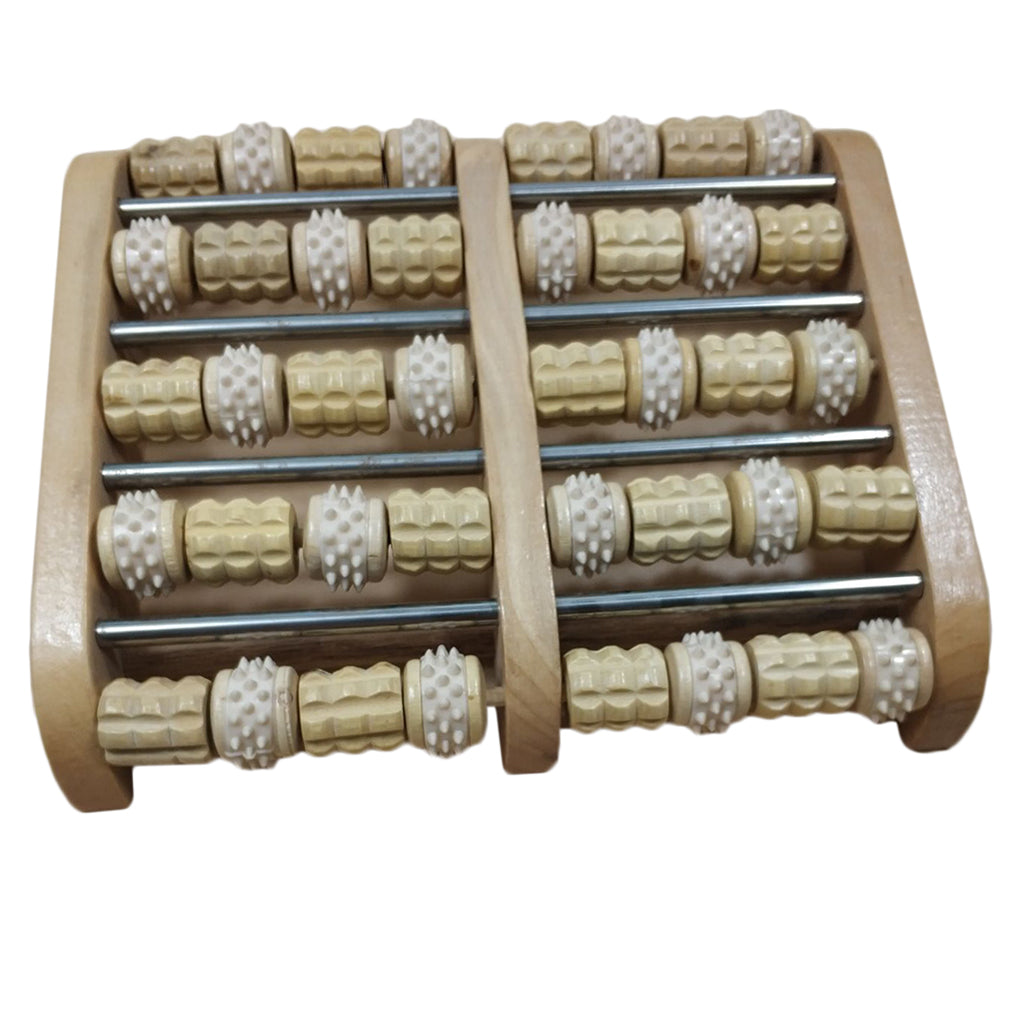 Wooden Dual Foot Massager Roller Relief Stress Massage Reflexology Tool