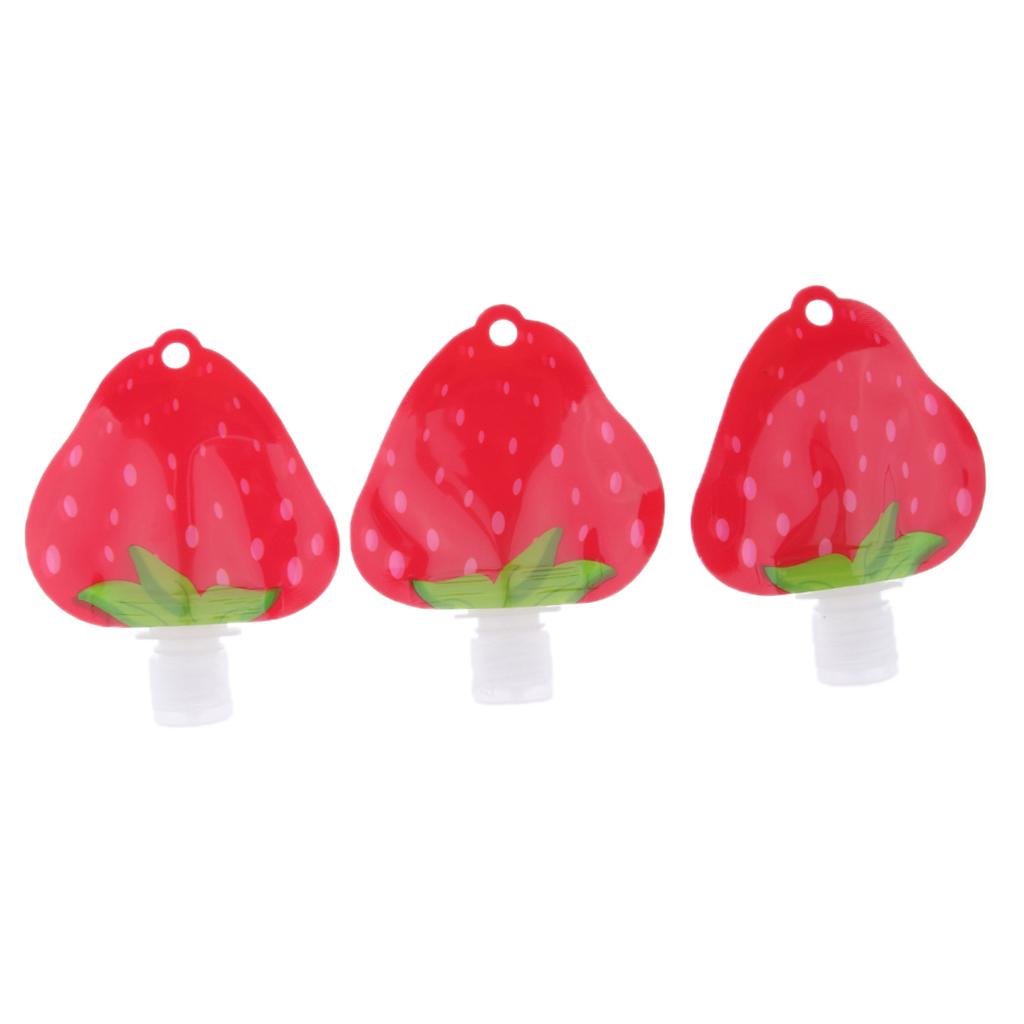 Refillable Empty Squeeze Pouch Lotion Squeezable Bag Bottle Strawberry