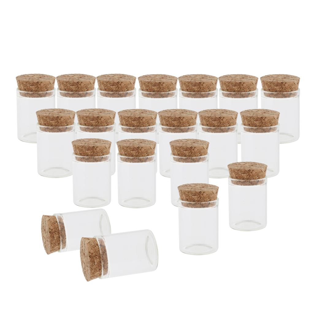 20Pcs 10ml Mini Empty Clear Glass Bottle Vials with Cork Stopper for Storage