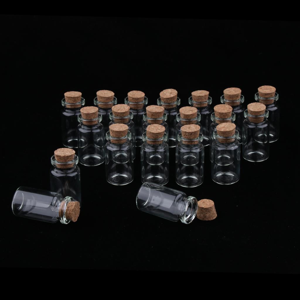 20 Pieces 10ml Mini Cork Stoppers DIY Decoration Glass Bottle Wishing Vials