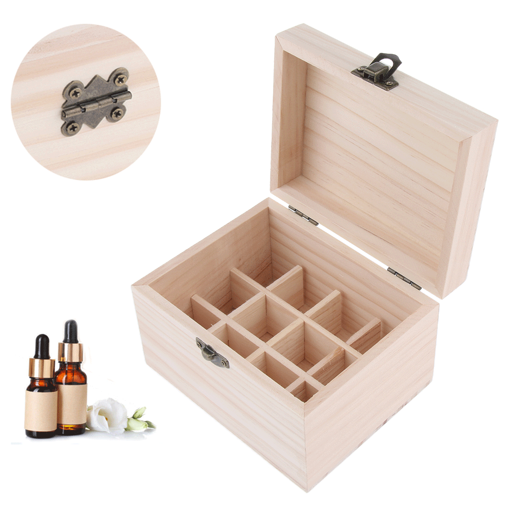 Wooden Essential Oil Box/case Can holds 12 Pieces 10ml Essential Oil Bottles