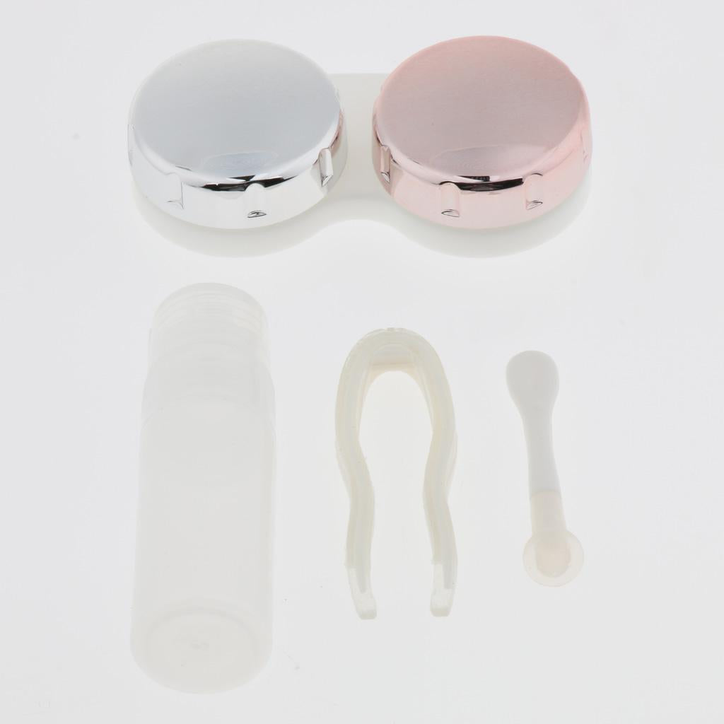 Mini Simple Contact Lens Travel Case Box Container With Mirror Rose Golden