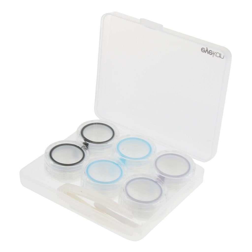 3 Pairs Contact Lens Boxes Travel Soaking Storage Case with Tweezers Kit