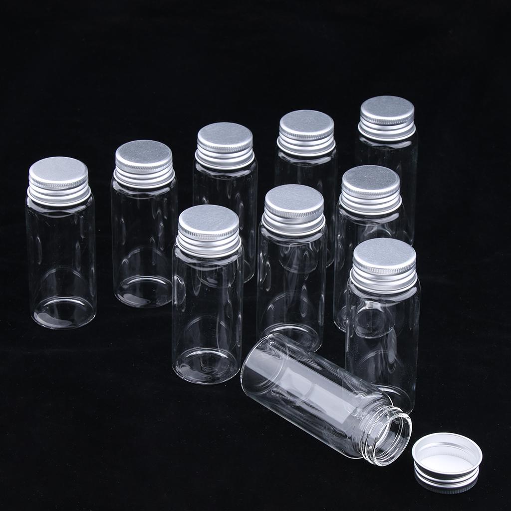 10x High Borosilicate Sample Vials Clear Glass Bottles wit Aluminum Cap 65ml