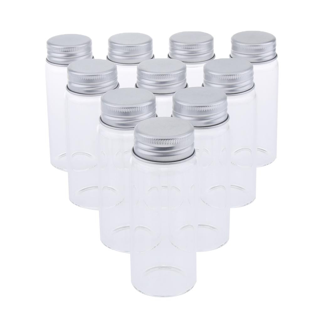 10x High Borosilicate Sample Vials Clear Glass Bottles wit Aluminum Cap 65ml