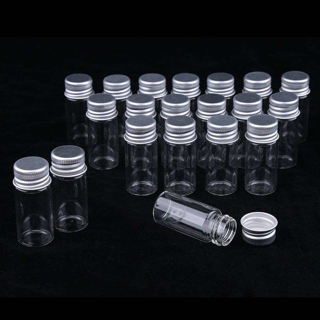 20X Empty Refillable Cosmetic Container Bottle Round Glass Jar Cannings 10ml