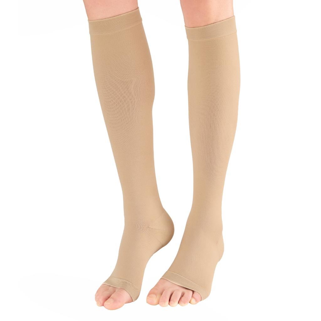 1 Pair Women Compression Sleeve Calf Knee Stocking Socks Open Toes XXL