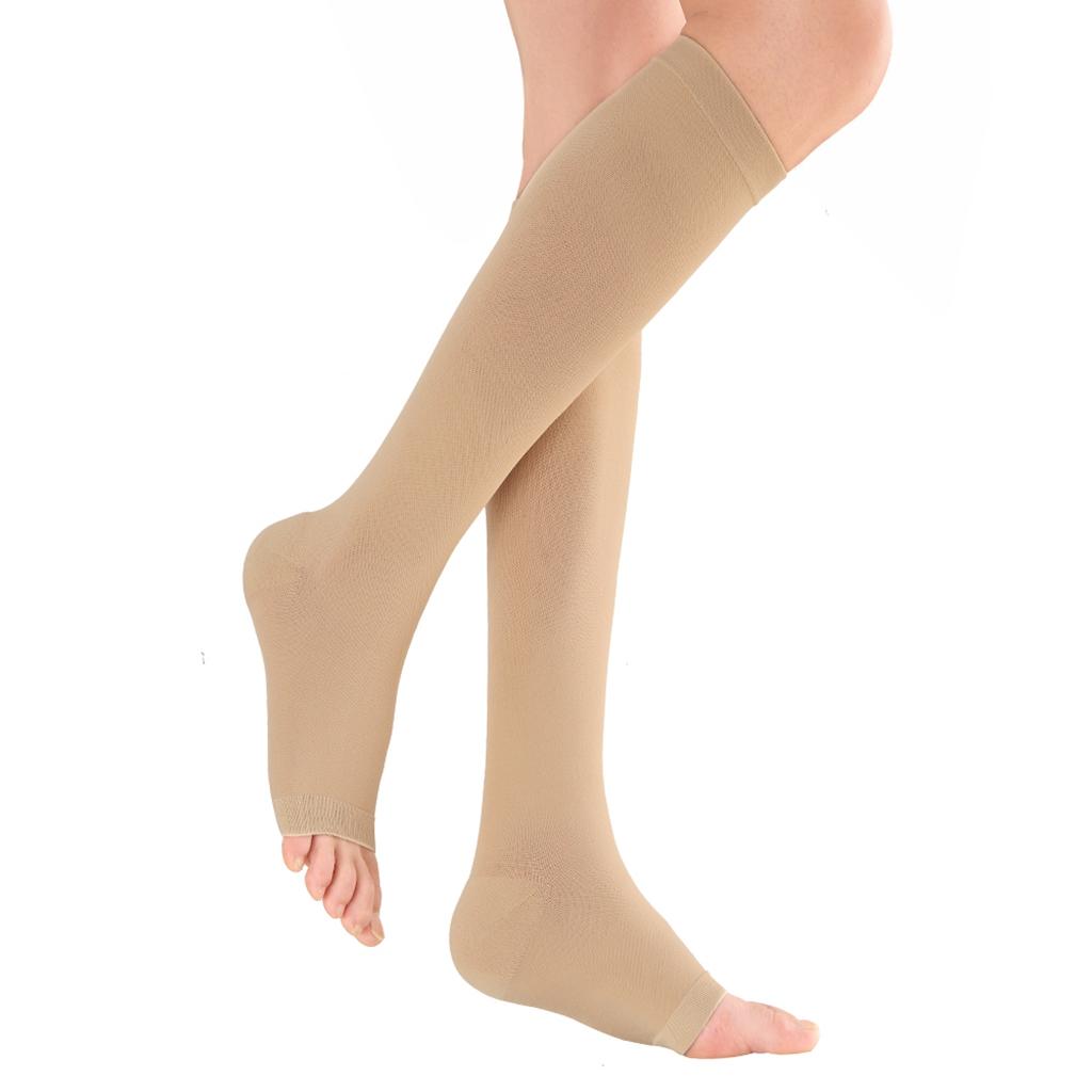1 Pair Women Compression Sleeve Calf Knee Stocking Socks Open Toes XXL