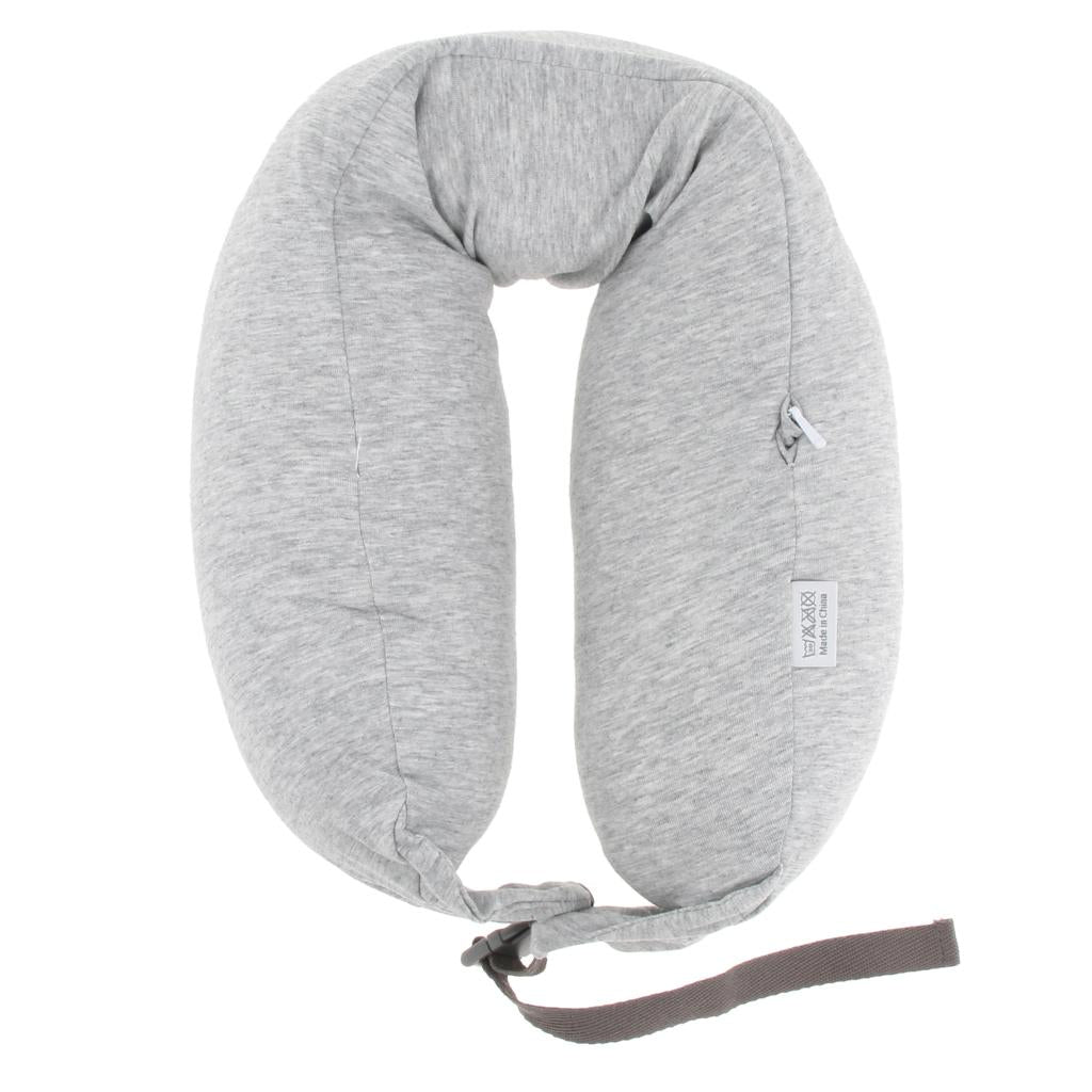 Portable Emulsion Filled U Shaped Pillow Pure Cotton Neck Pillow Light Gray