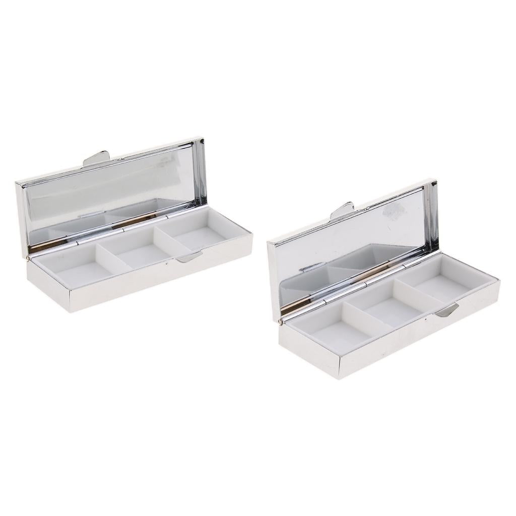 2Pcs Travel Metal Pill Box Medicine Organizer Container Storage Box 3 Slots