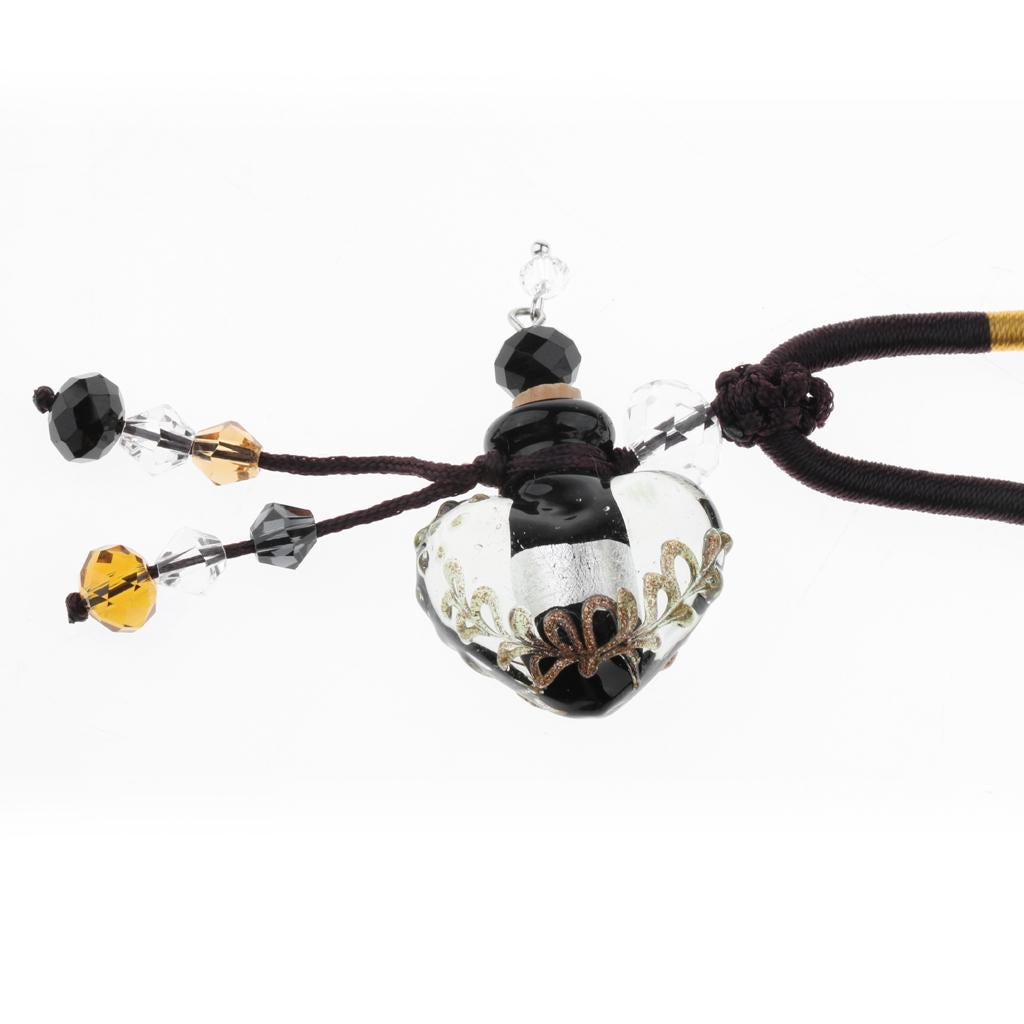 Glass Locket Necklace Perfume Fragrance Essential Oil Diffuser Black