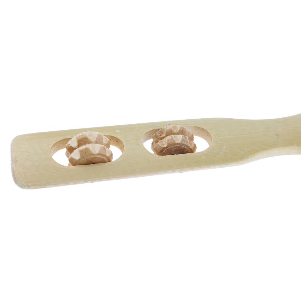 2x Wooden Back Scratcher With Massage Rollers for Itching Relief Body Relax