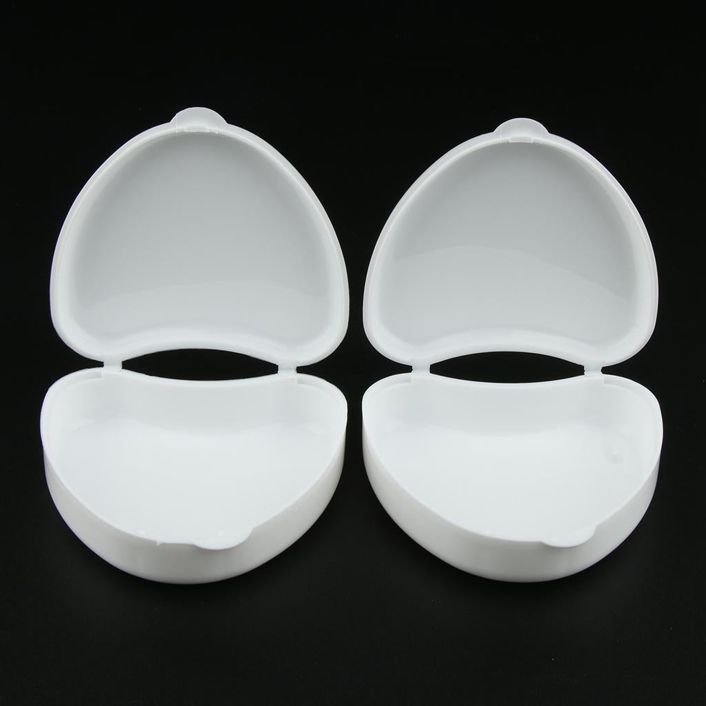 2x Mouth Guard Case Orthodontic Retainer Box Denture Storage Container White