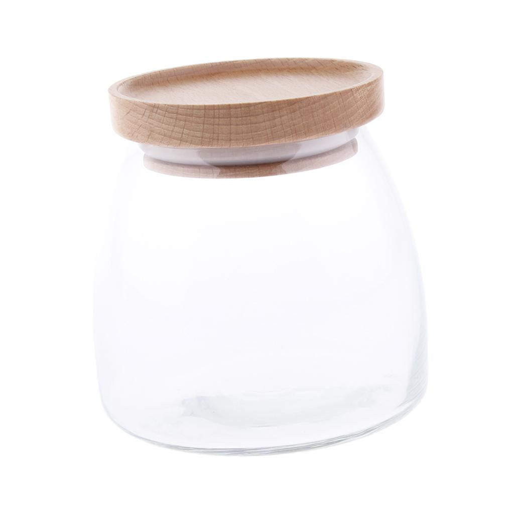 Food Storage Jar Canister with Beech Wooden Lid for Tea Coffee Spice 750ML